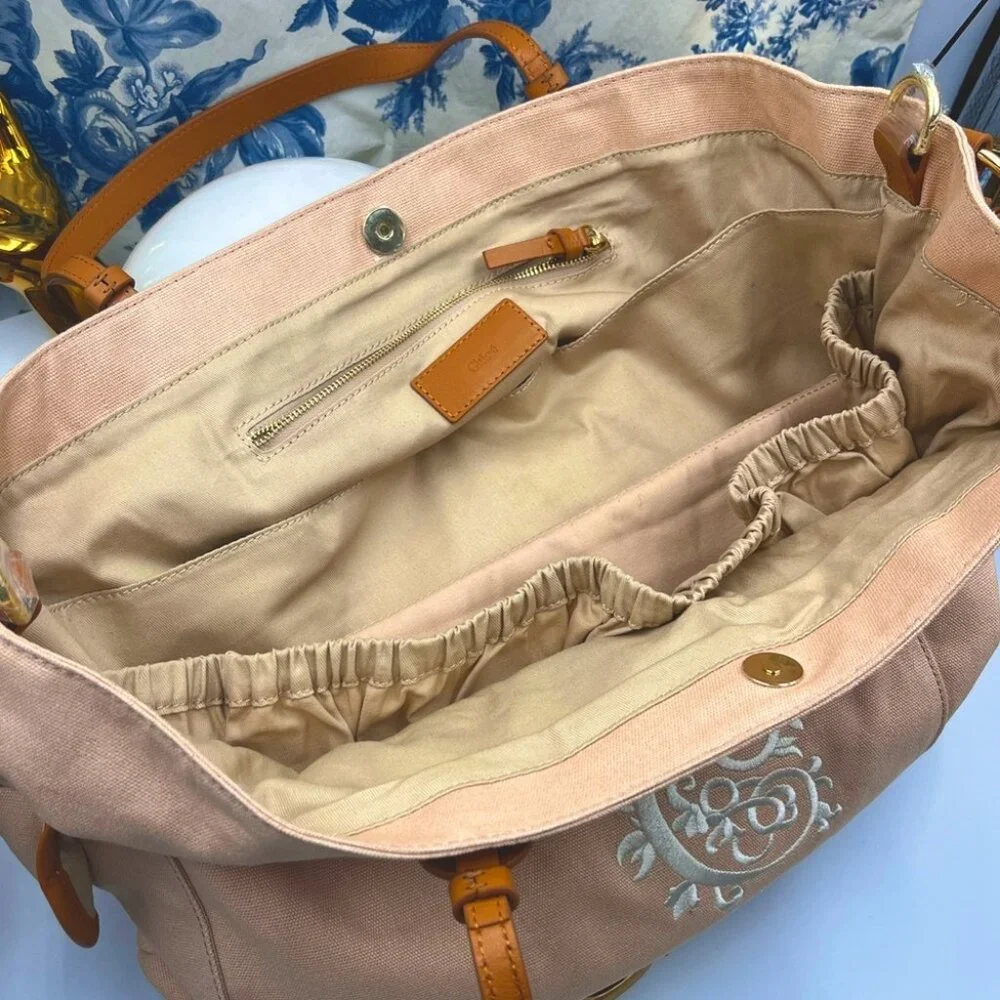 🆕 CHLOE 🧿 BNWOT Baby Canvas Changing Bag, Pink - AUTHENTICATED